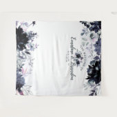 夜間花卉 ネイビー ウェディング フォトブース 背景 タペストリー (正面(横))