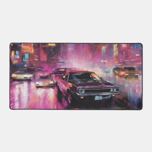 夜間通りレース鮮やか市 デスクマット (正面)