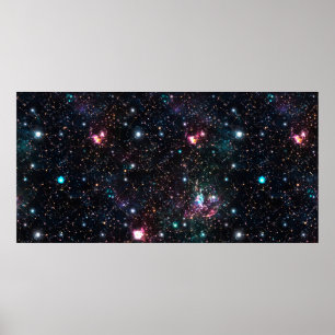 夜間銀河系宇宙PrintSeamlessパターンの繰り返し ポスター