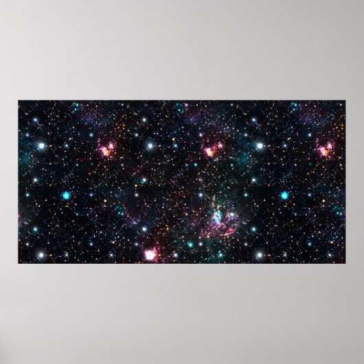 夜間銀河系宇宙PrintSeamlessパターンの繰り返し ポスター (正面)