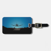 夜間飛行機着陸シルエット ラゲッジタグ (正面横)