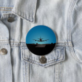 夜間飛行機着陸シルエット 缶バッジ (インサイチュ)