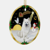 夜間飛行 – アメリカン・エスキモー・ドッグ セラミックオーナメント (右)