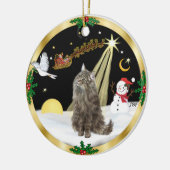 夜間飛行(GW) – ノルウェーの森の猫 セラミックオーナメント (左)