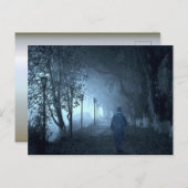 夜霧の中の公園の見知らぬ人 ポストカード (正面/裏面)