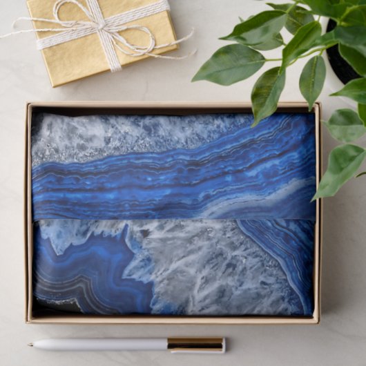 夜青いインディゴの瑪瑙のミネラル水晶宝石用原石 薄葉紙 (ギフト)