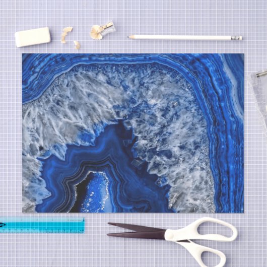 夜青いインディゴの瑪瑙のミネラル水晶宝石用原石 薄葉紙 (クラフト)