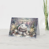 夜静かかわいいウサギKJVバイブル聖句クリスマス シーズンカード (正面)