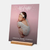 夜静かかわいいクリスマスベビー誕生写真 アクリルサイン (傾斜)