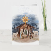 夜静かのクリスマス出生水彩 箔シーズンカード (正面)