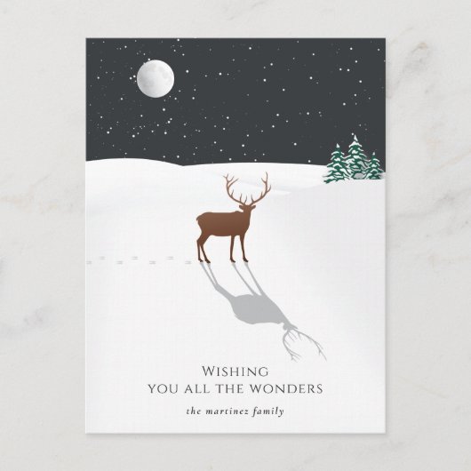 夜静かのクリスマス疑問に思鹿スター月 シーズンポストカード (正面)