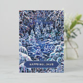 夜静かの手の水絵を描色のクリスマス 箔シーズンカード (立ち正面)