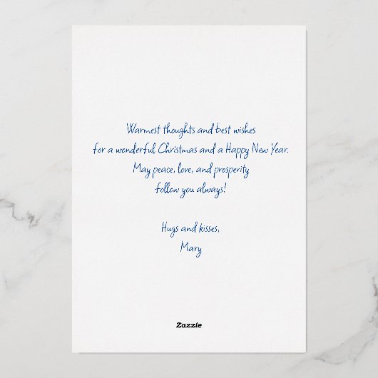 夜静かの手の水絵を描色のクリスマス 箔シーズンカード (裏面)