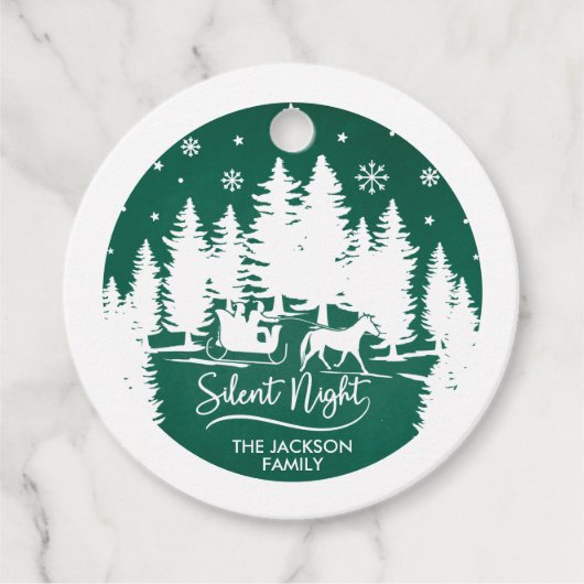 夜静かの松雪スノーフレーク緑と白 フェイバータグ (正面)