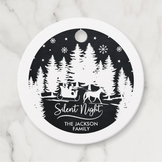 夜静かの松雪スノーフレーク黒と白 フェイバータグ (正面)