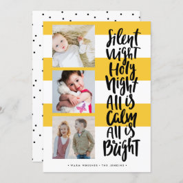 夜静かの3つの写真の休日クリスマスイエロー 招待状