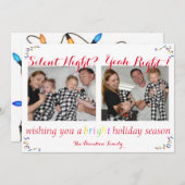 「夜静かは右」クリスマスおもしろいカード シーズンカード (正面/裏面)