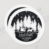 夜静か眠り松シルエット雪 (正面/裏面)