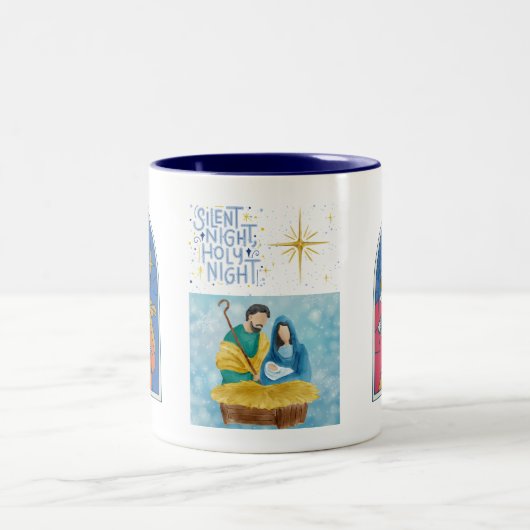 夜静か聖なる夜の休日マグカップ ツートーンマグカップ (中央)