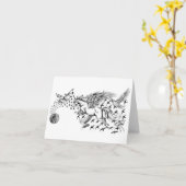 夜飛行ユニコーン及び鳥Notecard カード (黄色い花)