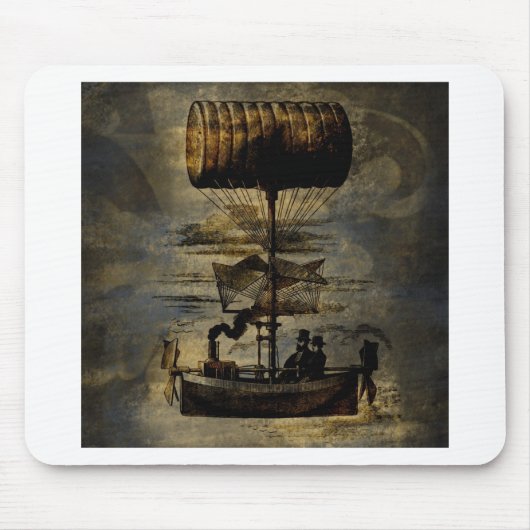夜飛行Steampunkの航空機 マウスパッド (正面)