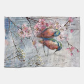 夜食を待っているカワセミ キッチンタオル (横)