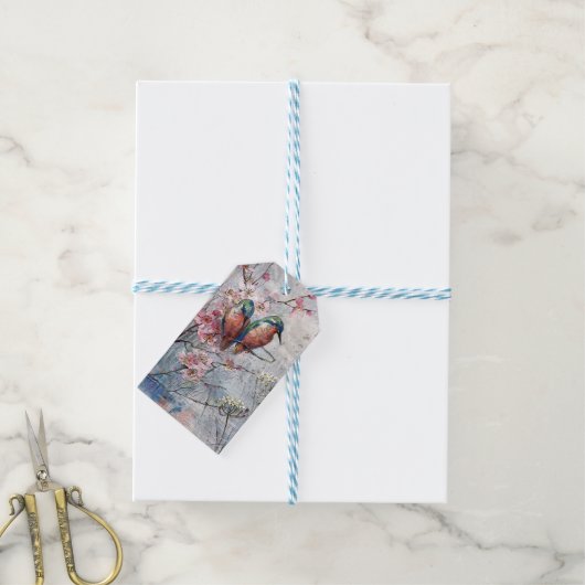 夜食を待っているカワセミ ギフトタグ (より糸付き)