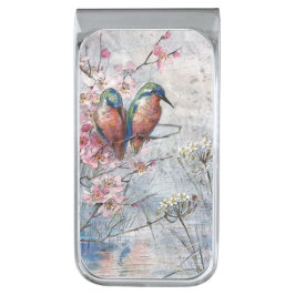 夜食を待っているカワセミ シルバー マネークリップ