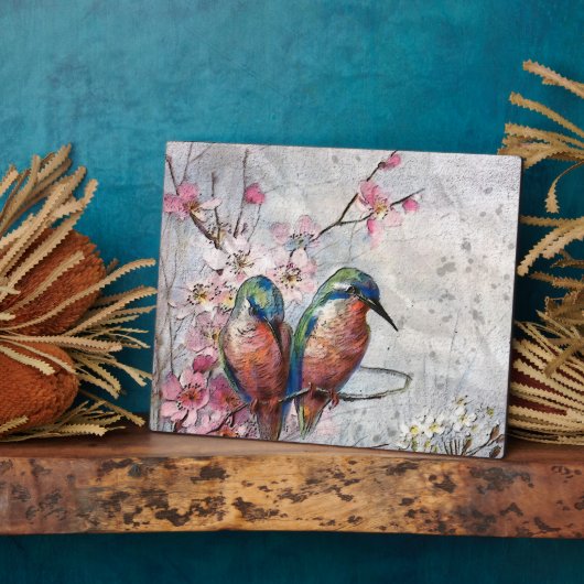 夜食を待っているカワセミ フォトプラーク (側面)