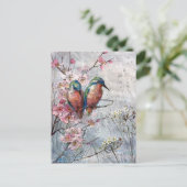 夜食を待っているカワセミ ポストカード (スタンド正面)