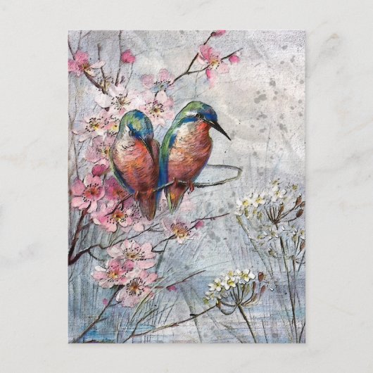 夜食を待っているカワセミ ポストカード (正面)