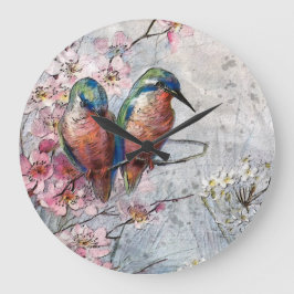 夜食を待っているカワセミ ラージ壁時計