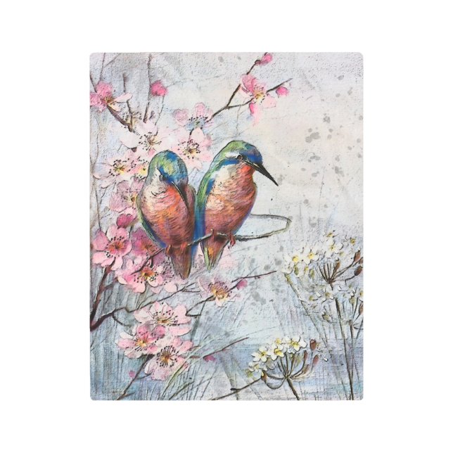 夜食を待つカワセアニドリイラストレーション メタルプリント (正面)