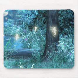夜魔法の妖精飛行シルエットのマウスパッド マウスパッド