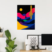 夜鮮やかの砂漠の風景 ポスター (ホームオフィス)