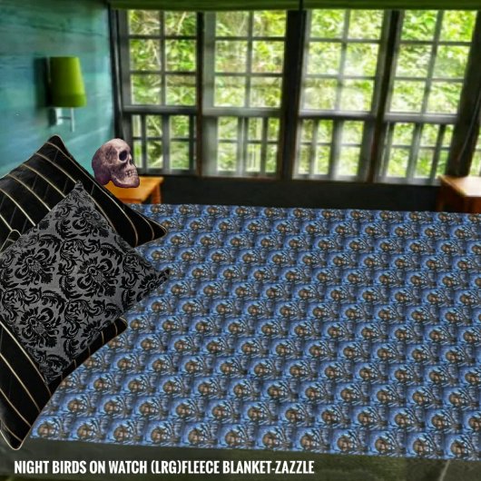 夜鳥の見張り フリースブランケット