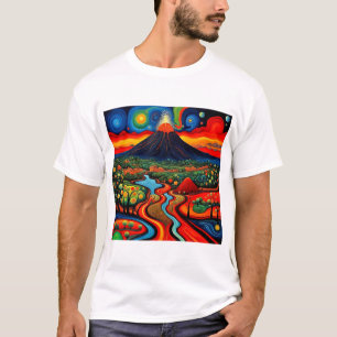 夜10時に噴火する火山 Tシャツ