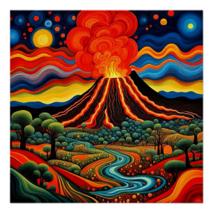 夜6時に噴火する火山 ポスター