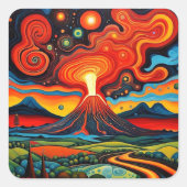 夜7時に噴火する火山 スクエアシール (正面)