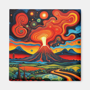 夜7時に噴火する火山 マグネット