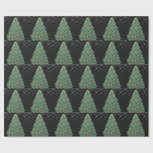 夜~のギフト用包装紙のクリスマスツリー ラッピングペーパー (フラット)