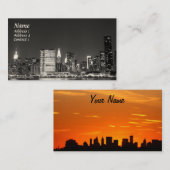 夜、より低いマンハッタンのニューヨークシティのスカイライン 名刺 (正面/裏面)