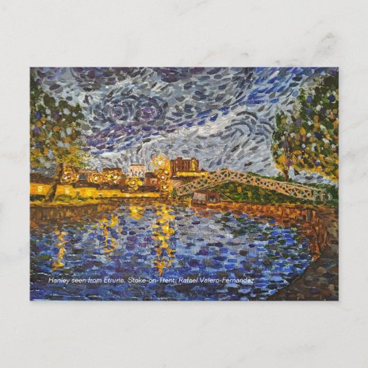 夜、エトルリアからハンリー。ストークオントレント ポストカード (正面)
