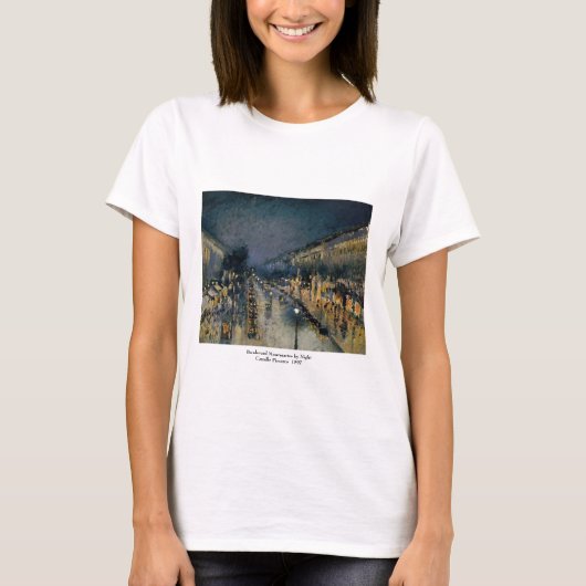 夜~カミーユ・ピサロのBoulevarde Montmartre Tシャツ (正面)