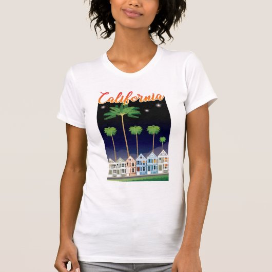夜|サンフランシスコの色彩の鮮やかな女性 Tシャツ (正面)