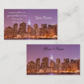 夜、ニューヨークシティのマンハッタンスカイライン 名刺 (正面/裏面)