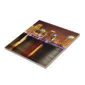 夜、フロリダのマイアミのスカイライン タイル (側面)