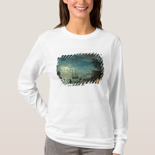 夜: 月光1748年の港 Tシャツ (正面)