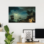 夜:月明かりの港、1748年 ポスター (ホームオフィス)