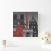 夜-赤までにパリの高度 スクエア壁時計 (ホーム)